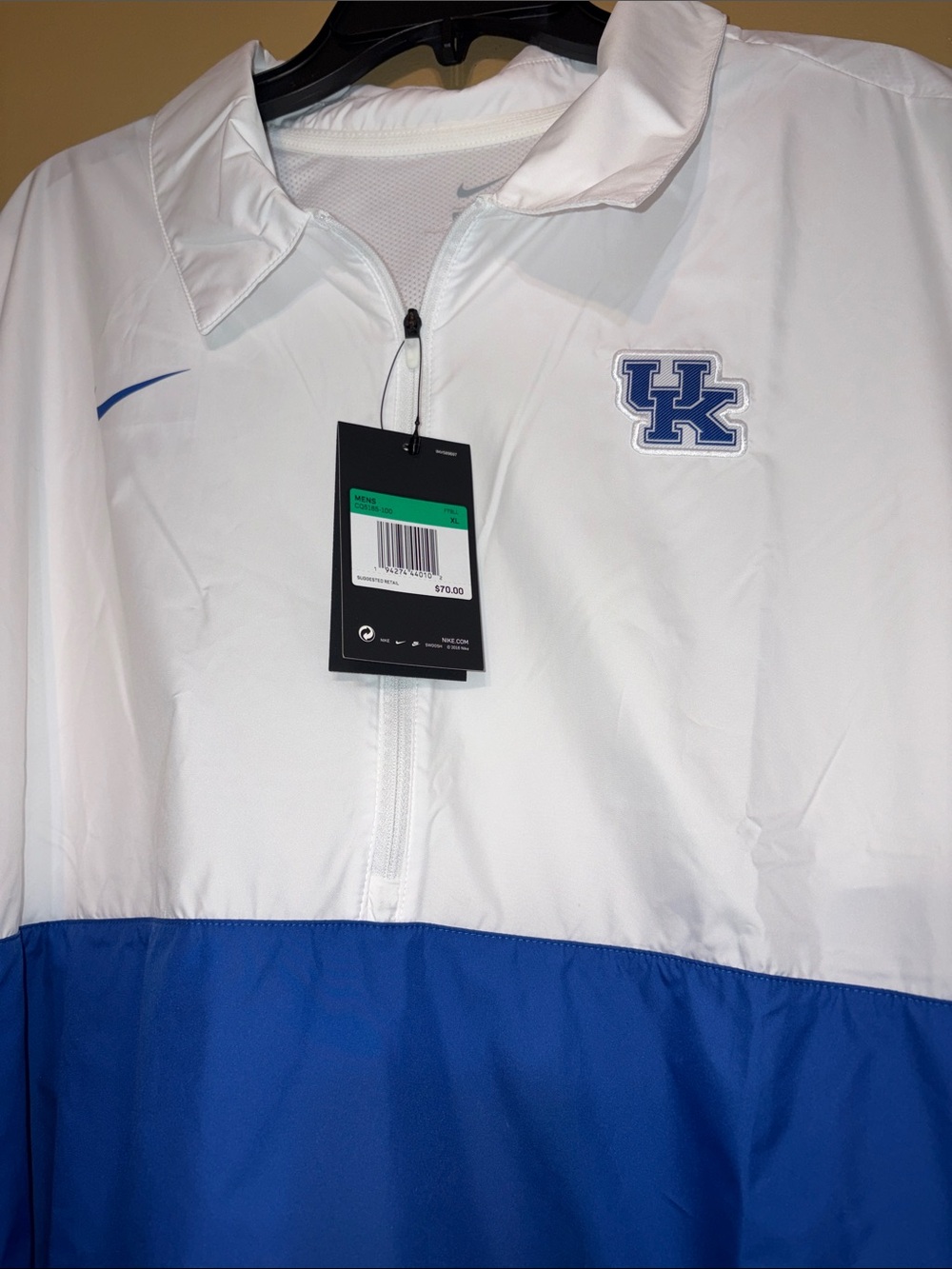 NWT Nike Men’s XL White Blue University Kentucky Short-Sleeve Pullover U of K - Picture 2 of 10
